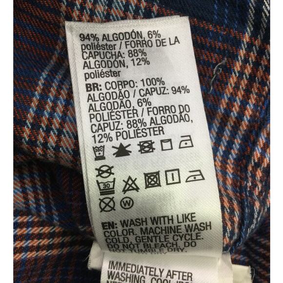 Quick Silver 90s Skater Hooded Blue Plaid Old Loggers Flannel Shirt Men's Size M - Picture 9 of 12